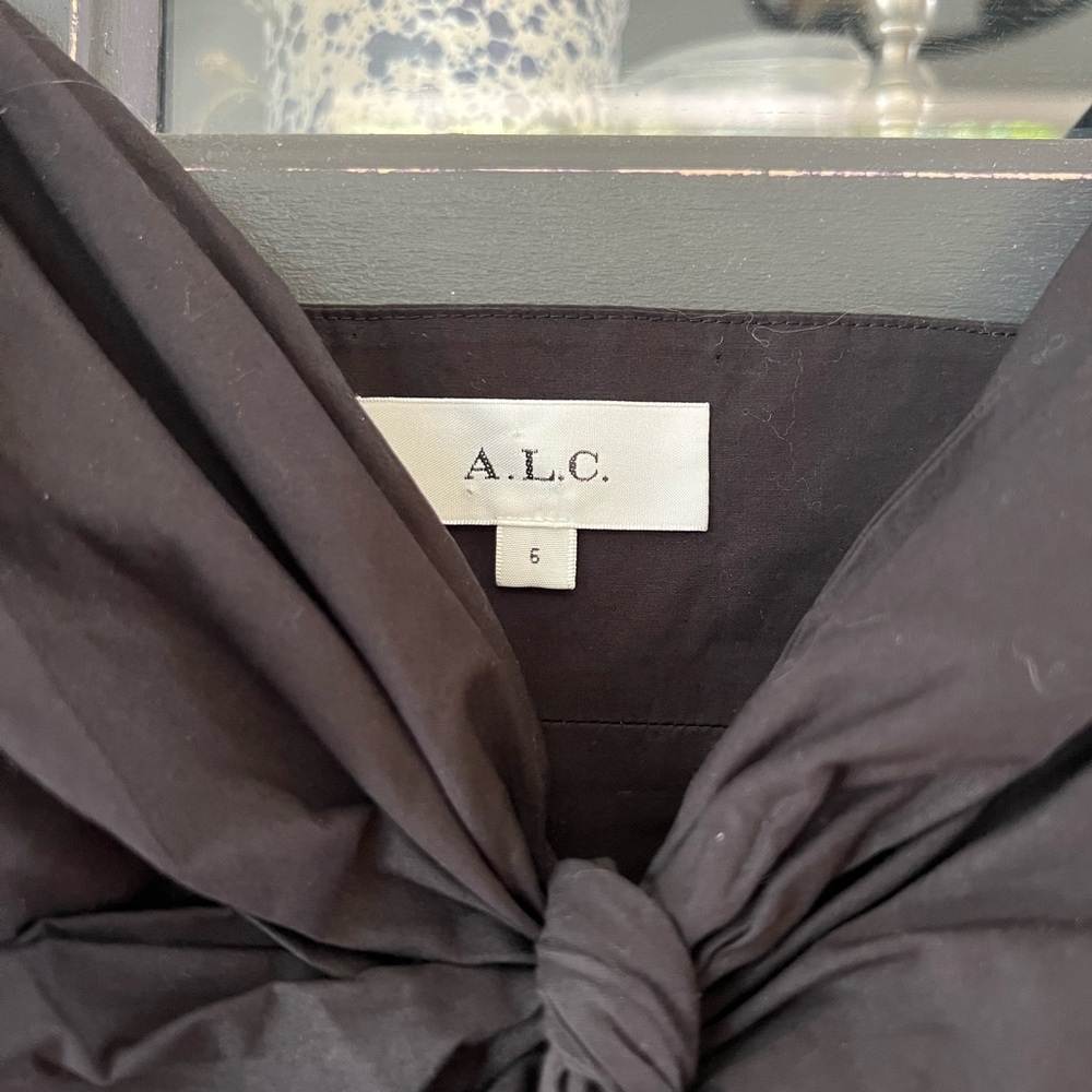 A.L.C. Black Dani Tie Front Mini Dress - Size: 6 - Preowned - Picture 4 of 7